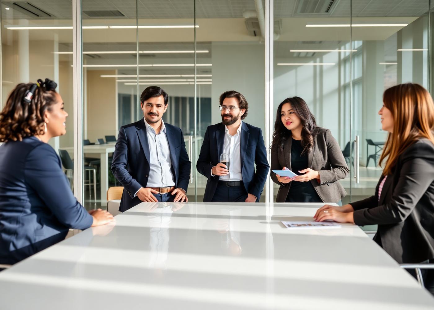 Finance team working together in a modern office